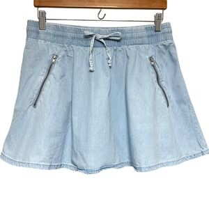 Fabletics Mikah Chambray Skirt Womens M Blue A-Line Mini Swing Beach Vacation